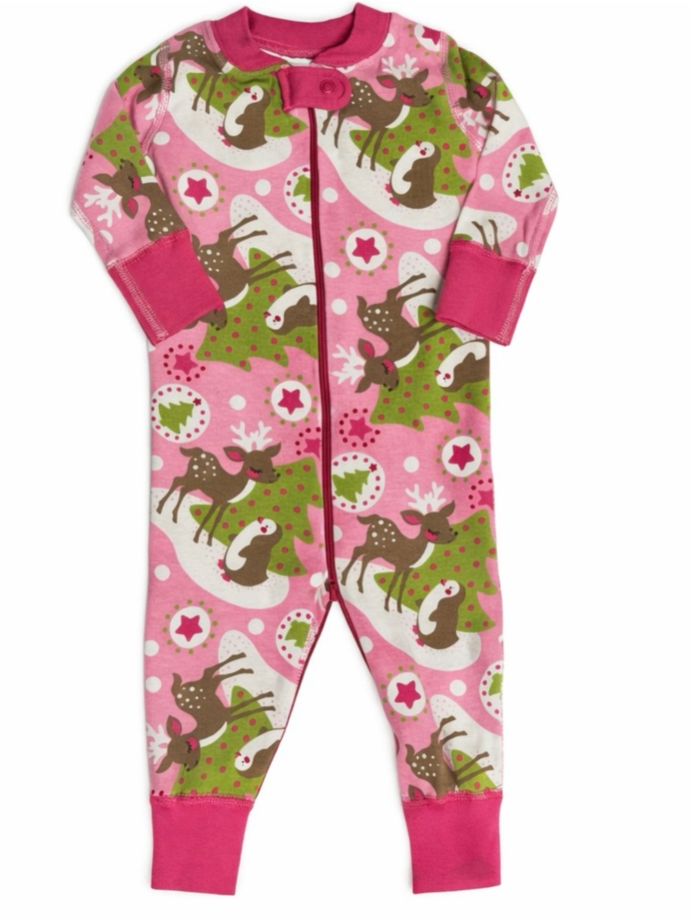 Hanna Anderson 6-9m pink Christmas holiday pajamas zipper sleeper organic cotton